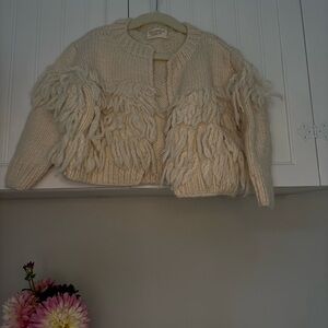 Cozy Cream Kids Sweater with Fringe, NWOT